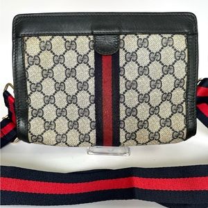 Gucci GG Navy Monogram Crossbody Pouch w/ auth cert